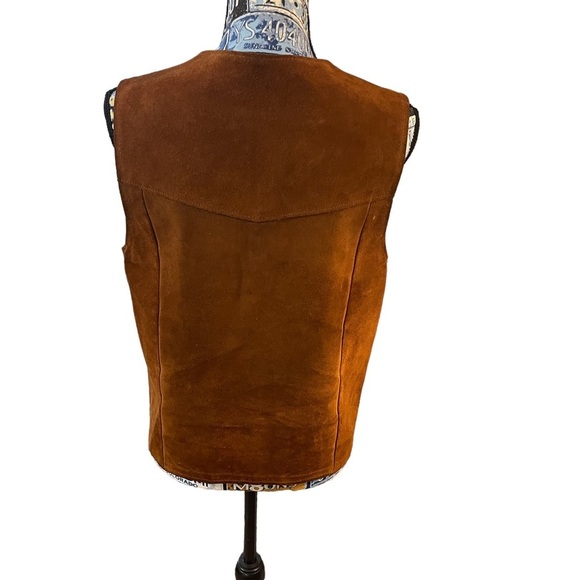 Vintage 70s Suede Leather Joo-Kay Vest Cognac Western Cowboy-Core Size 40 Unisex - Picture 3 of 7